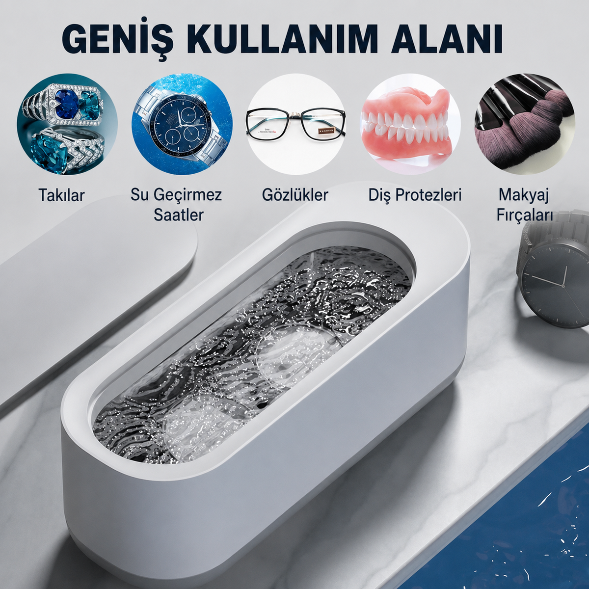 Taşınabilir Ultrasonik Temizleyici(Takı, Saat, Makyaj Malzemesi, Gözlük Temizleme Makinesi)