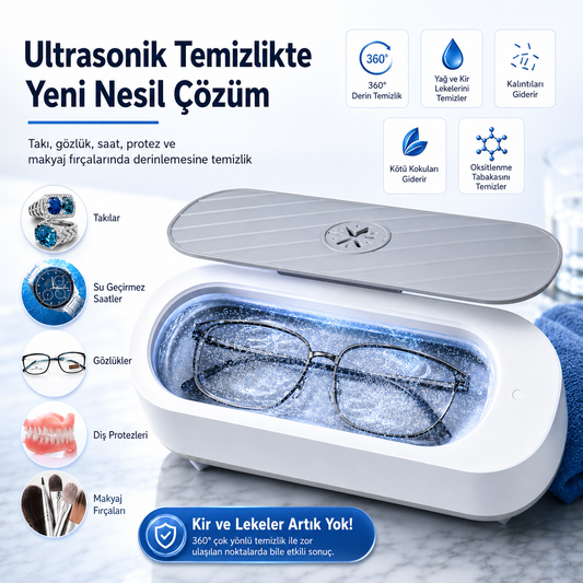 Taşınabilir Ultrasonik Temizleyici(Takı, Saat, Makyaj Malzemesi, Gözlük Temizleme Makinesi)